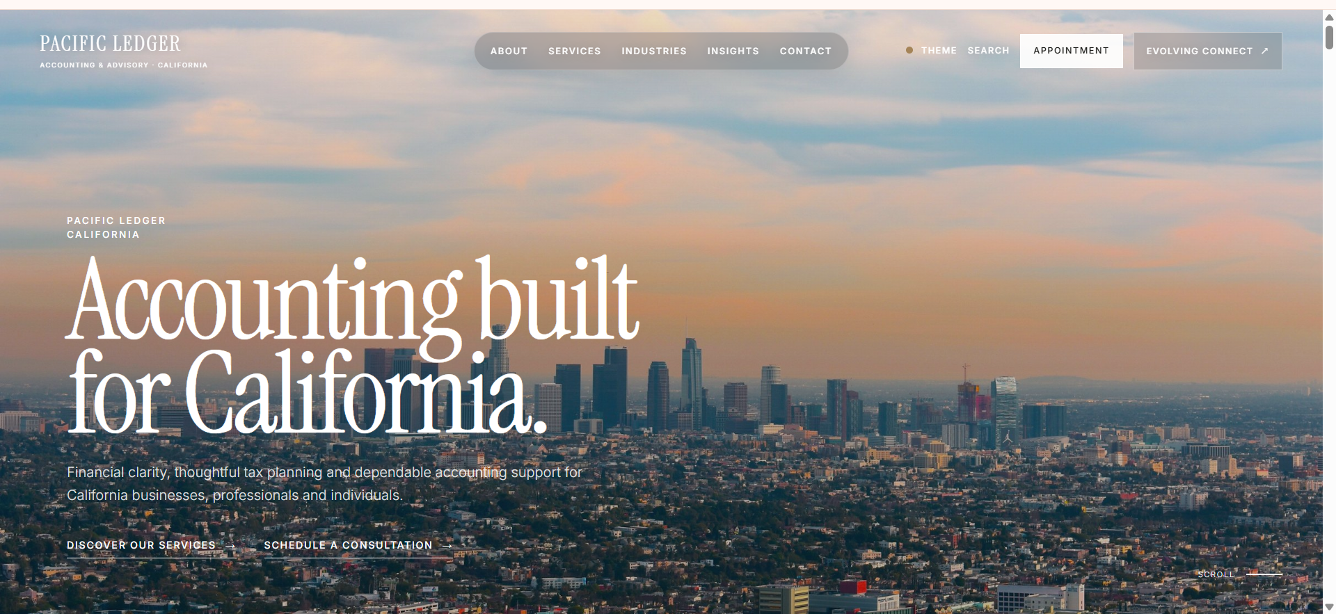 Pacific Ledger website template screenshot